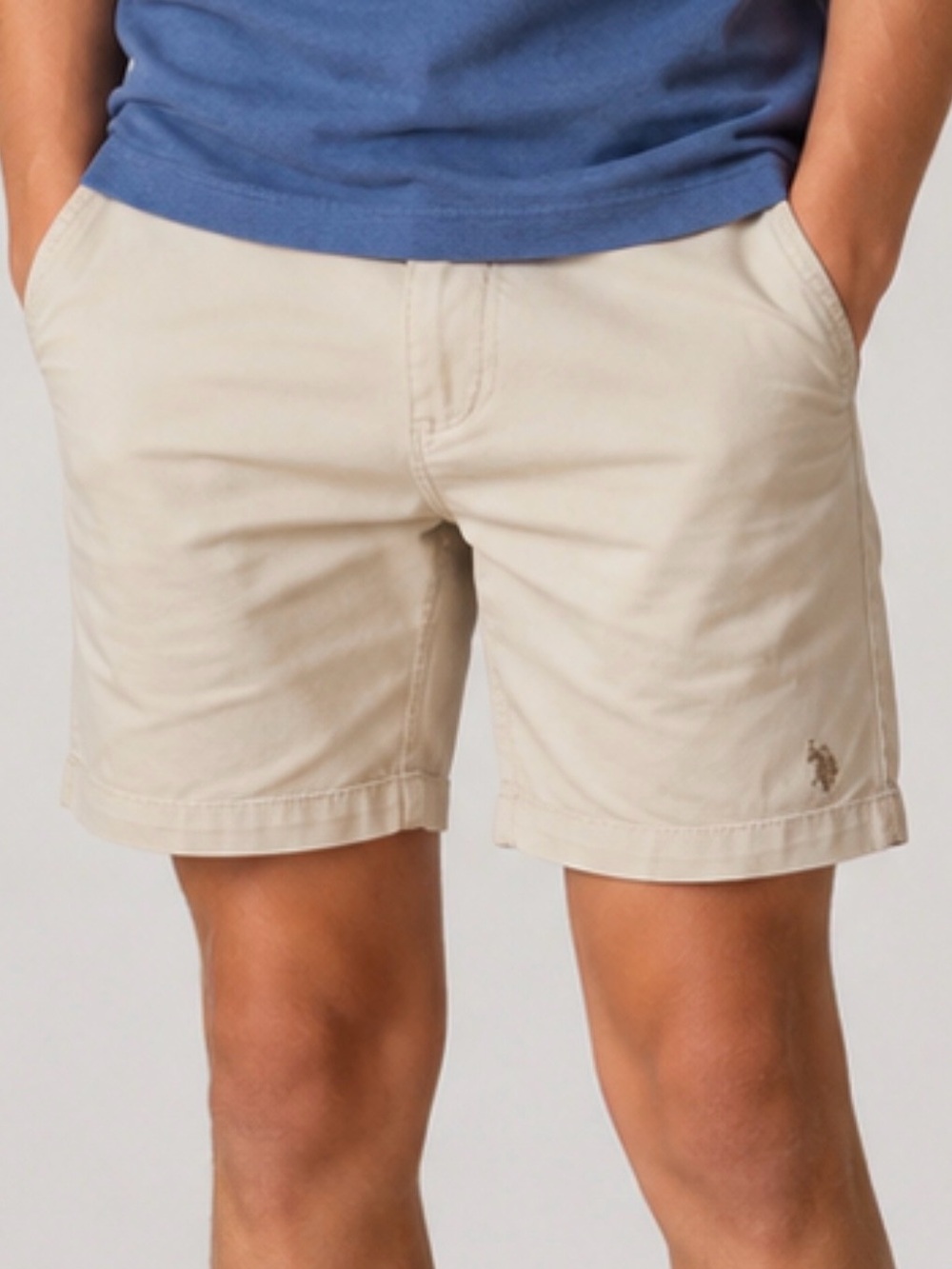 U.S. Polo Assn. Boys Khaki Chino Shorts Size 12 Adjustable Waist Uniform Classic